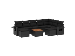 Maison Exclusive - 10 Pcs Conjunto Sofás De Jardim C/ Almofadões Vime Pe Preto