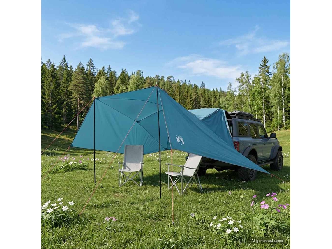 Vidaxl Tenda Para Carro 308 X 215 X 220 Cm Azul Poliéster E Aço