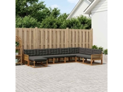 Vidaxl Conjunto De Sofás Para Exterior 8 Unid. Natural E Preto