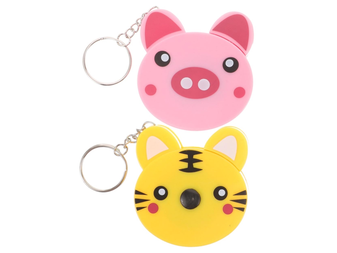 Conjunto De 2 Fitas Métricas Retráteis Com Chaveiro, Design Fofo De Animal Desenho Animado, Régua De Bolso Para Uso No