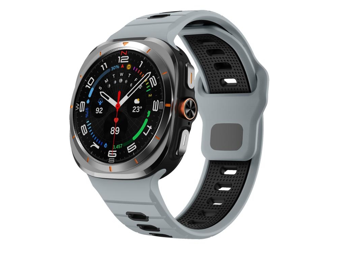 Bracelete Silicone com Listras Horizontais e Fivela Reversa Preto Obsidiana para Samsung Galaxy Watch Ultra XIAOMOYU (47mm)
