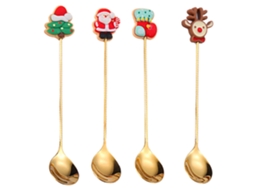 Conjunto de 4 Colheres e Garfos de Natal para Decoração RNEMITERY