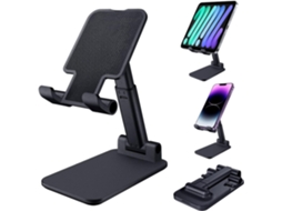 Suporte De Mesa Dobrável Para Celular, Preto, Compatível Com Samsung E Iphone.