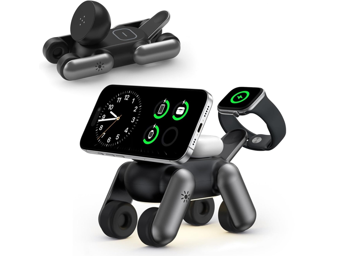 Estação De Carregamento Sem Fio Magnética 3 Em 1 Para Iphone Apple Watch Airpods Magsafe (preto)