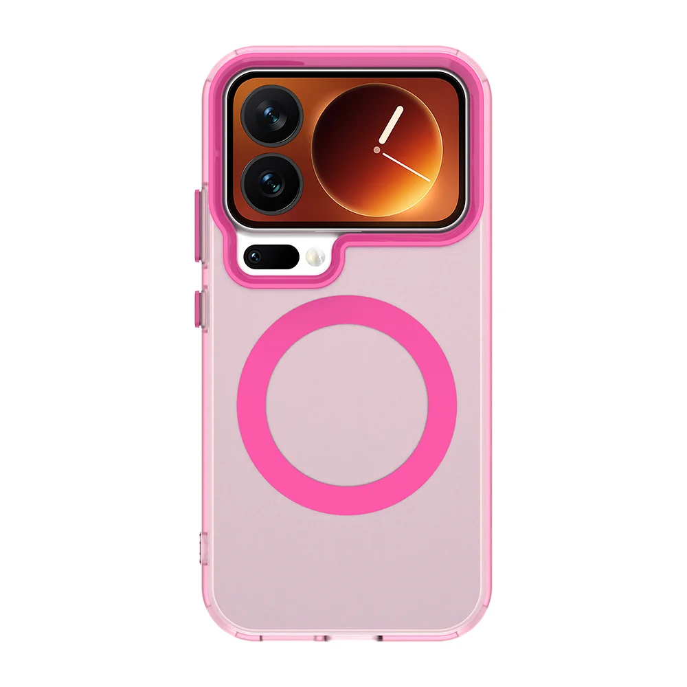 Capa Protetora Transparente Fosca Para Carregamento Sem Fio Magnético Magsafe (xiaomi 15t Rosa)
