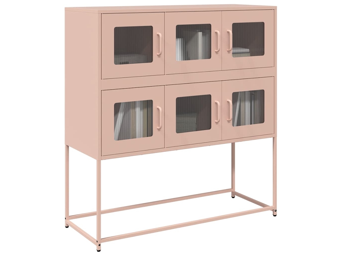 Vidaxl Aparador 100,5x39x107 Cm Aço Laminado A Frio Rosa