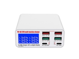 6 Port Usb Charger Hub Portable Usb Socket Digital Lcd Display Fast Charger