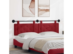 Vidaxl Cabeceira Suspensa Com Luz Led Vinho Vermelho Couro Sintético
