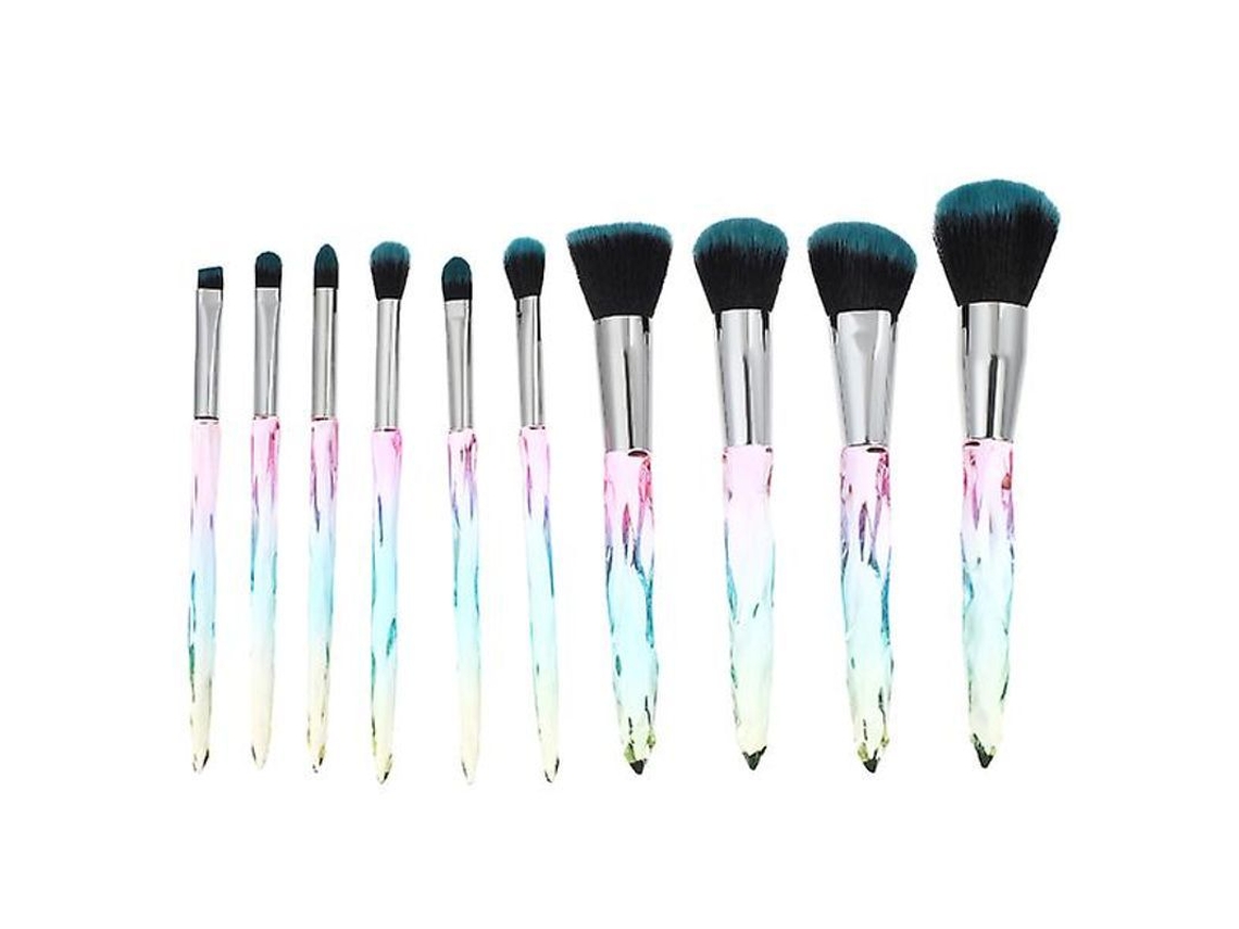 Kit de 10 Pincéis de Maquiagem Profissionais Pincéis de Base Premium Fibra Plástica