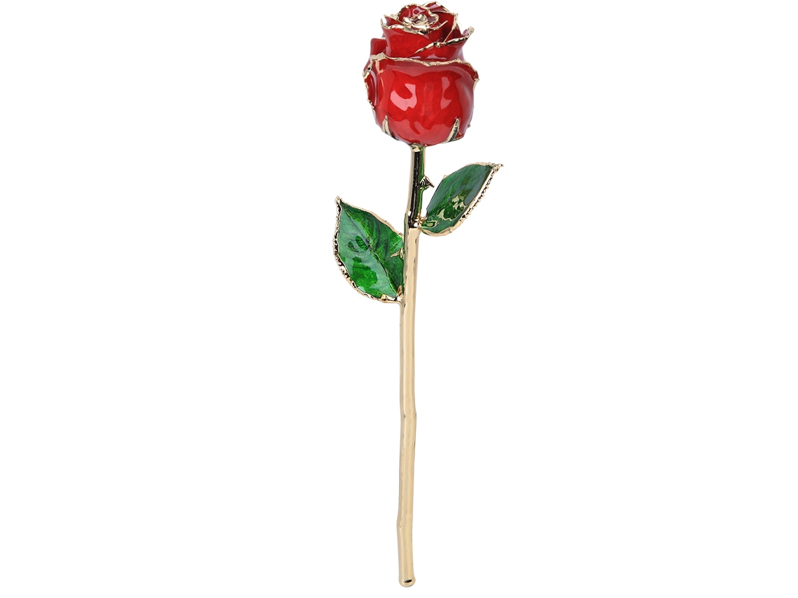 Rosa De Oro 24k Roja Con Base Decorativa Regalo Para Día De San Valentín Y Cumpleaños