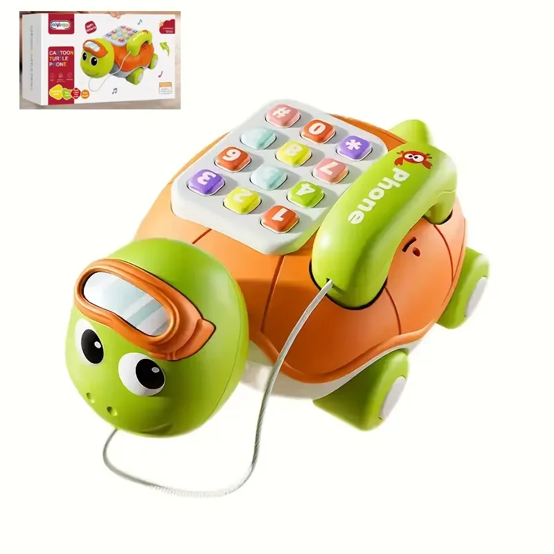 (laranja) Tartaruga Musical De Brinquedo Interativo Para Bebês Que Engatinha - Telefone