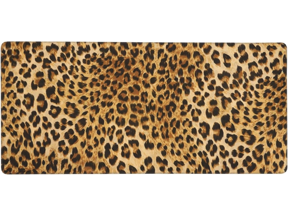 Mousepad para Computador de Grande Formato com Estampa Leopardo e Base Borracha Antiderrapante, 40 X 90 Cm