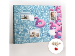 Quadro De Cortiça Com Impressão Dentes-de-leão E Flamingos Para O Escritório Espelharte (100x70 Cm)