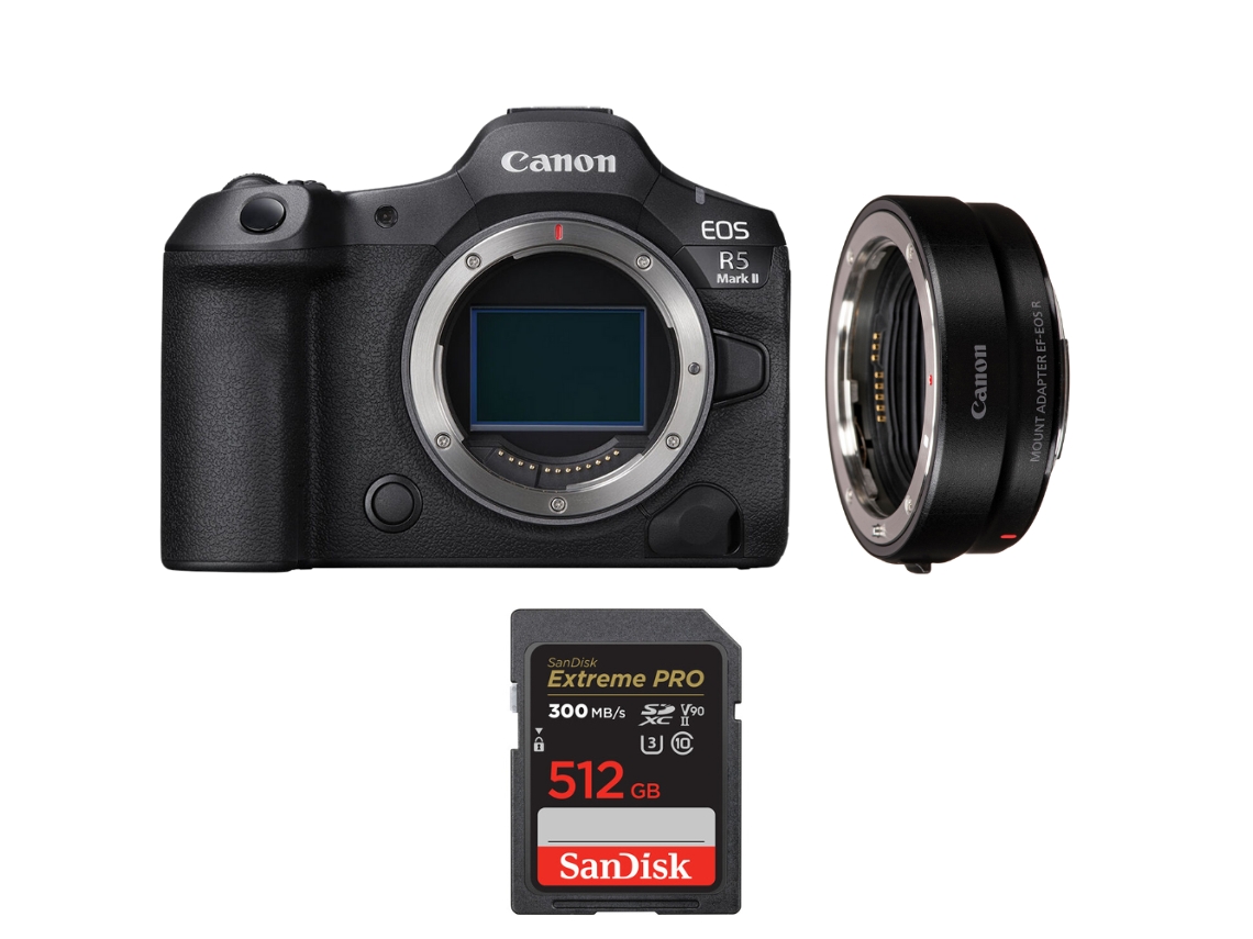 Eos R5 Mark Ii + Ef eos R + 1 Sandisk 512gb Uhs ii 300mb/s + Ebook “20 Dicas para Fotos Que Impressionam” CANON
