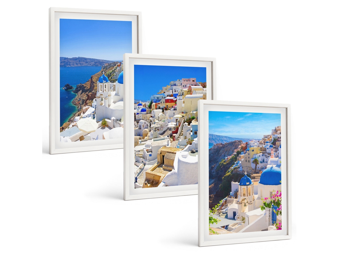 Conjunto De Pinturas Arquitetura Paisagística Oia Santorini Espelharte (3 Peças 40x60 Cm)