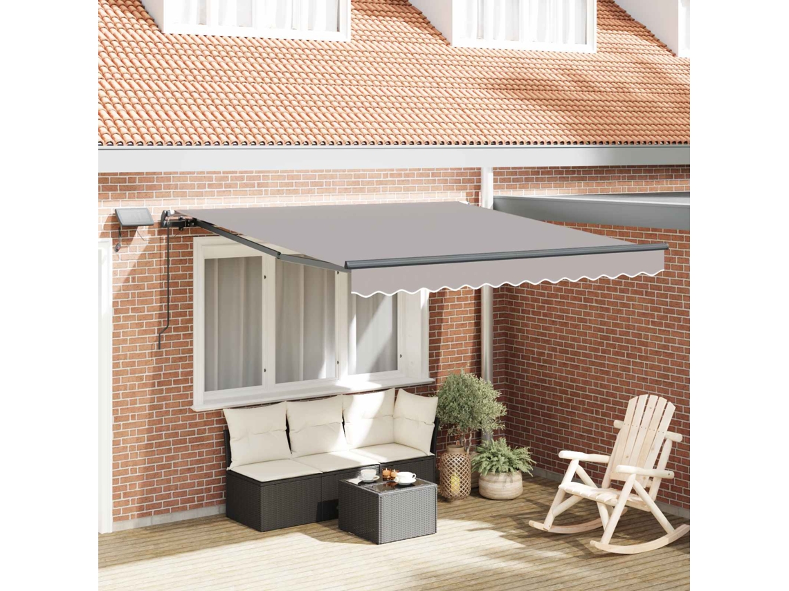 Vidaxl Toldo Retrátil Cinzento-claro 300 X 250 Cm Tecido E Alumínio