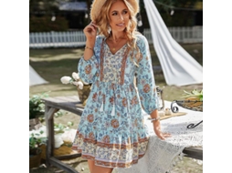 Vestido curto casual independente com estampa floral, modelo 2026, ideal para as férias de primavera/verão de 2022. Roupa feminina.