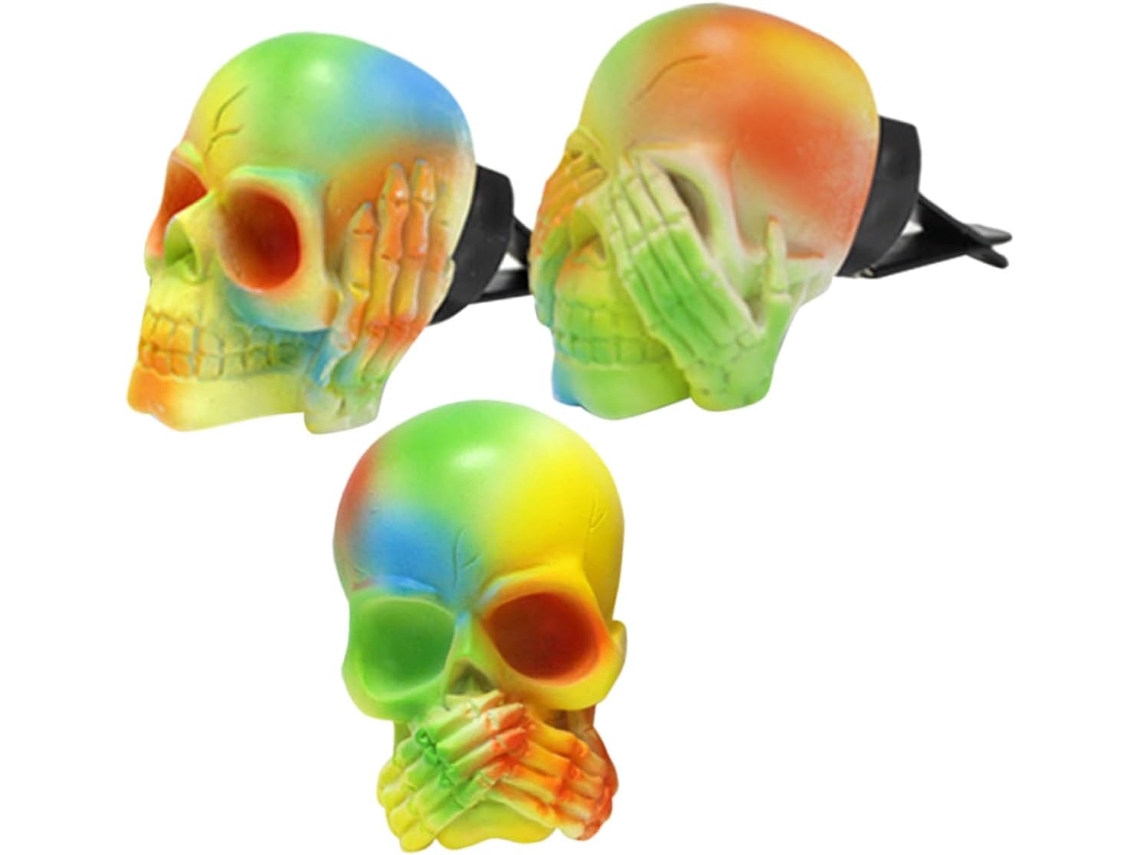 Conjunto De 1 Clipe Difusor De Perfume Em Formato De Caveira Para Decoração De Saída De Ar Do Carro