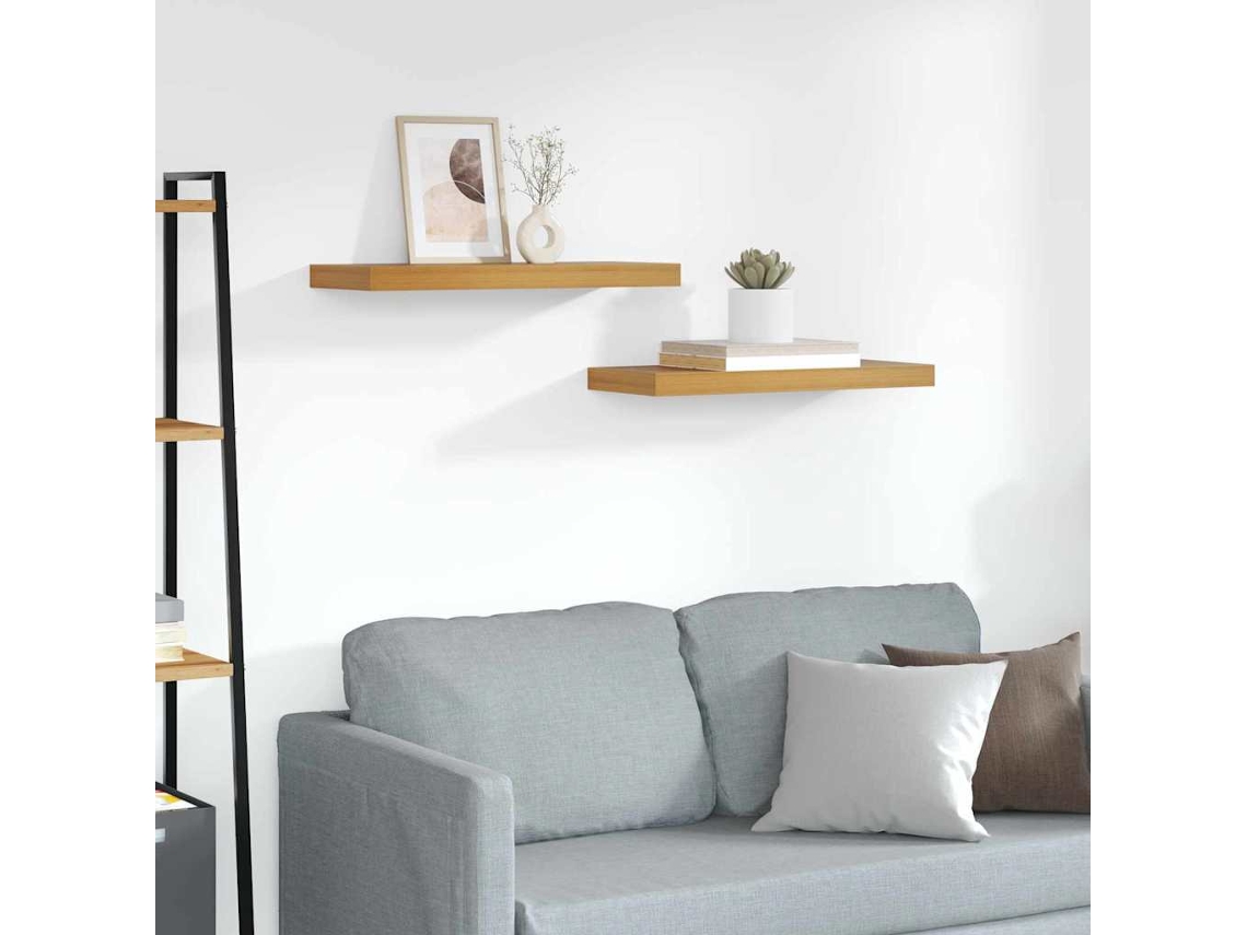 Vidaxl Prateleira De Parede 2 Pcs Castanho 60 X 23 X 4 Cm