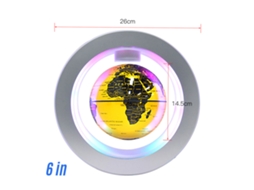 Globo Flutuante Magnético 6 Polegadas com Luz Led Giratório Mapa Mundi S/MARCA