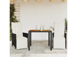 Vidaxl 3 Pcs Conjunto De Bistrô Com Almofadões Vime Pe Preto
