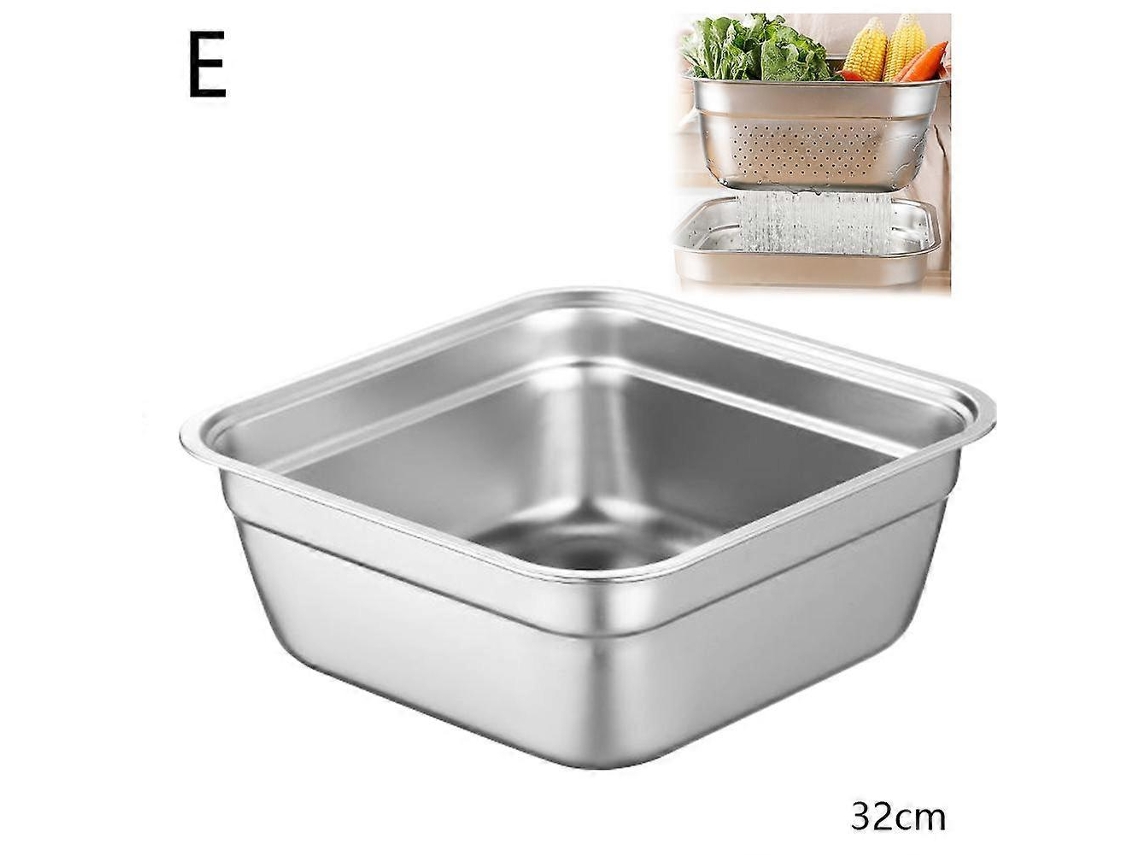 Bacia Quadrada Grande Em Aço Inox Com Ultra Capacidade E Resistente Ao Calor Para Lavar Panelas, Frutas E Legumes.