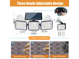 Rebe-luz De Parede Solar Com Sensor Exterior Impermeável Para Jardim, Lar, Varanda, Pátio, Garagem