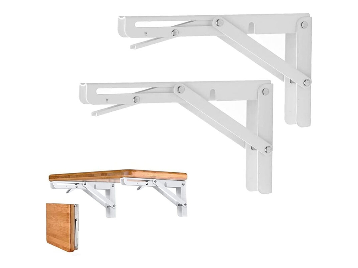 Suporte Dobrável Para Prateleira, 2 Peças, Aço Inoxidável, 250 Mm, Branco