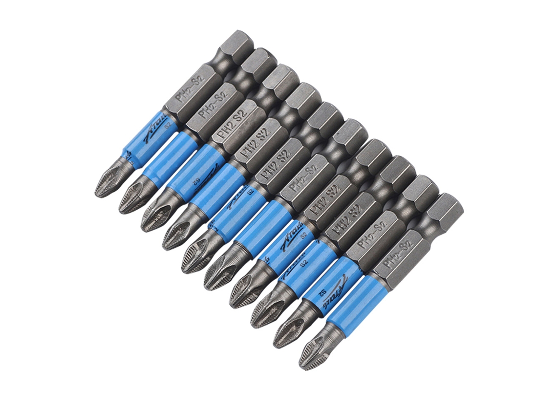 Conjunto De 10 Bits De Parafusadeira Cruzada Anti-deslizante Em Aço Liga Para Acessórios