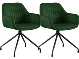 Conjunto Com 2 Cadeiras De Jantar Novanis Verde Veludo