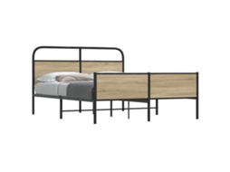Vidaxl Estrutura De Cama Sem Colchão 160x200 Cm Metal Carvalho Fumado