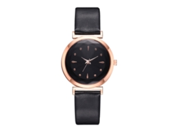 Relógio de Pulso Feminino Casual de Quartzo com Pulseira de Pu Cor Preta