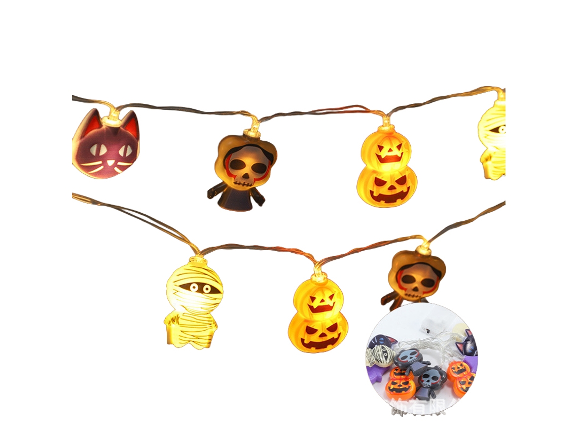 Laxiscreed - Luzes De Halloween Com Figuras De Abóboras, Aranhas E Morcegos, 3m, Com Controlo Remoto, Bateria E Usb