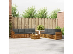 Vidaxl Conjuntos De Sofás Com Almofada 9 Pcs Natural E Antracite