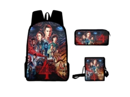Ats conjunto de 3 Mochilas Infantiles para Crianças com Mochila Cartoon, Bolsa e Estojo para Escola, Viagens e Acampamento