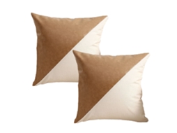 2pcs Pu Costura Travesseiro Coberta-moderna Simples Ins Cobertura De Travesseiro De Vento Casa Sofá Cobertura De Travesseiro De Carro