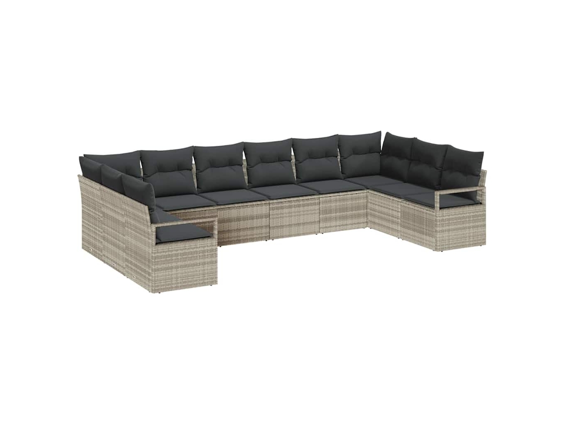 Conjunto 10 Conjunto De Móveis De Jardim Vidaxl Cinzento-claro Vime Pe (344 X 177 X 85 Cm)
