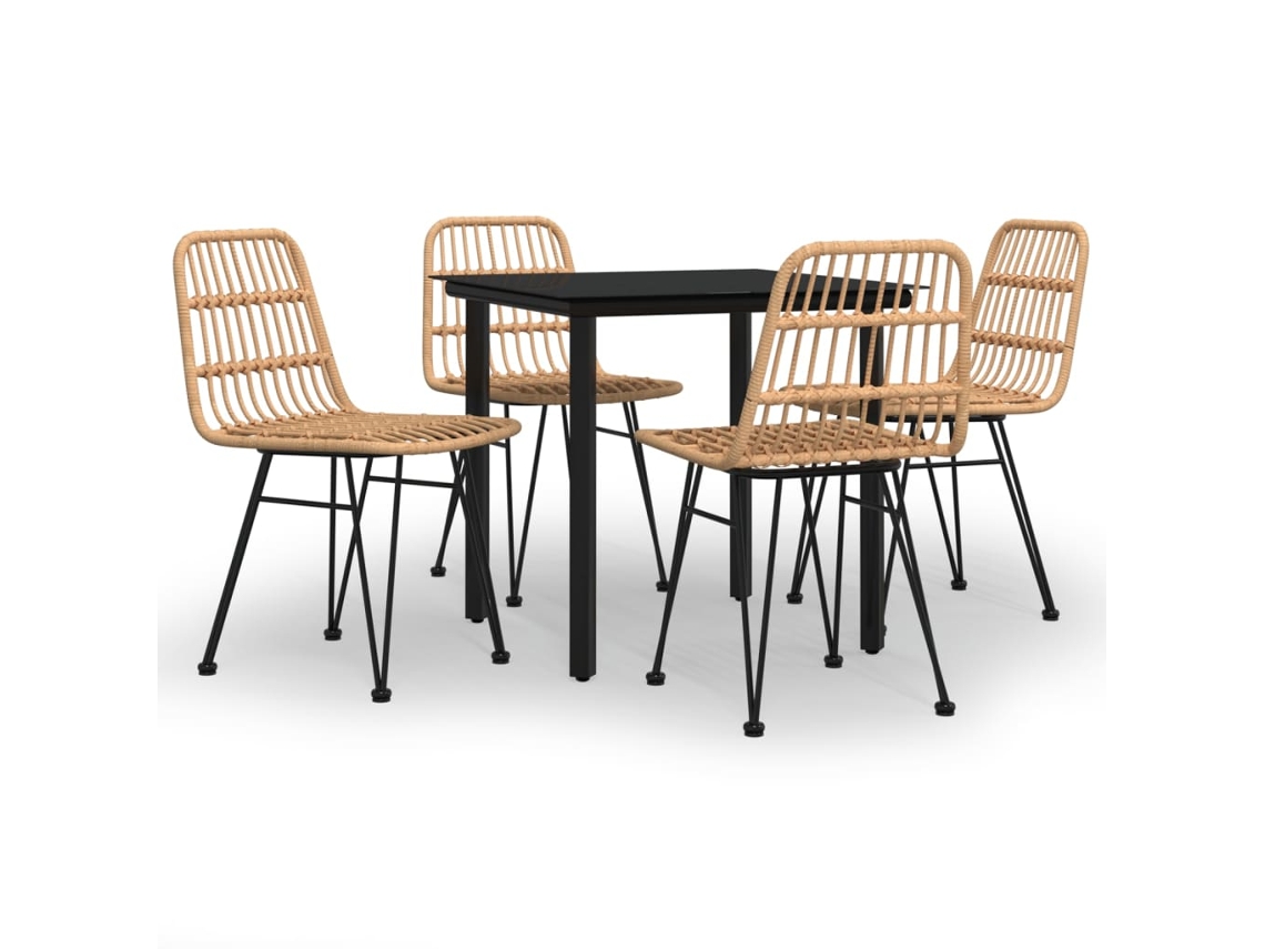 Garden Dining Set, Garden Dining Sets Vidaxl Marrom Rattan / Vime (80 Cm Table Length)