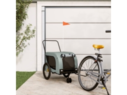 Vidaxl Reboque De Bicicleta P/ Animais Tecido Oxford/ferro Cinza/preto
