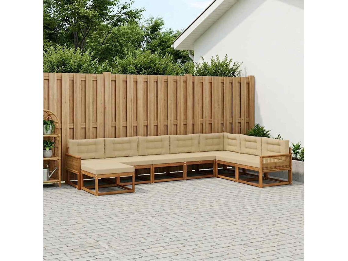 Vidaxl Conjunto De Sofás Para Exterior 8 Pcs Natural E Bege