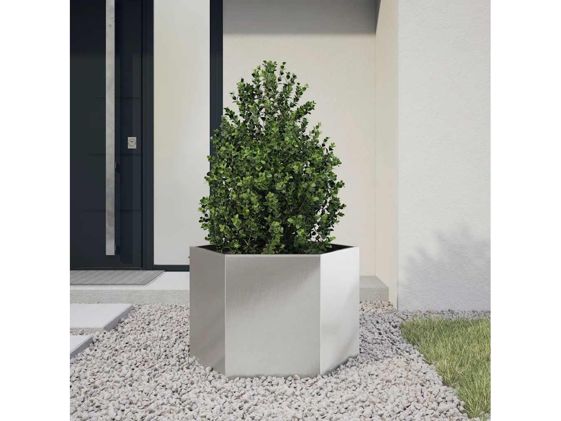 Vidaxl Vaso/floreira De Jardim Hexagonal 69x60x45 Cm Aço Inoxidável