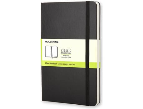 Bloco de Notas Classic Hard Cover, 14 x 9 cm, 96 Folhas, Liso, Capa Dura em Cartão, Preto