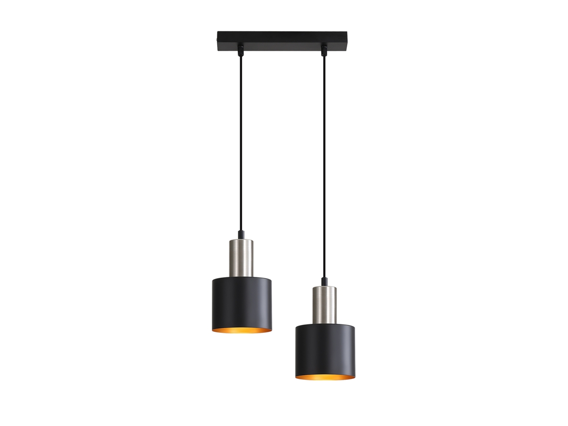 Nettlife Candeeiro Suspenso Para Mesa De Jantar E27 Vintage Com 2 Luzesâmpadas Ouro Preto, 25 W, Em Metal, Uso Doméstico, Para Uso Diário