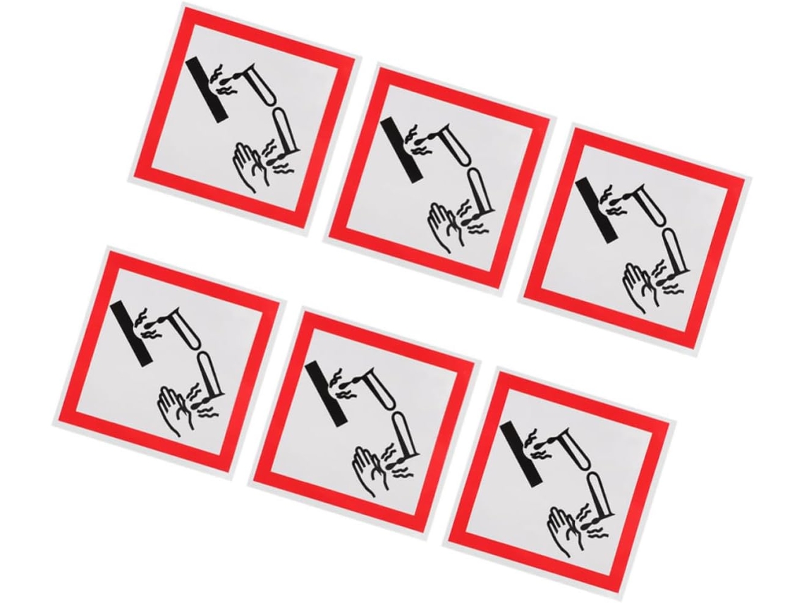 Conjunto De 6 Placas De Segurança Autoadesivas Em Pvc De 5x5 Cm Para Materiais De Base.