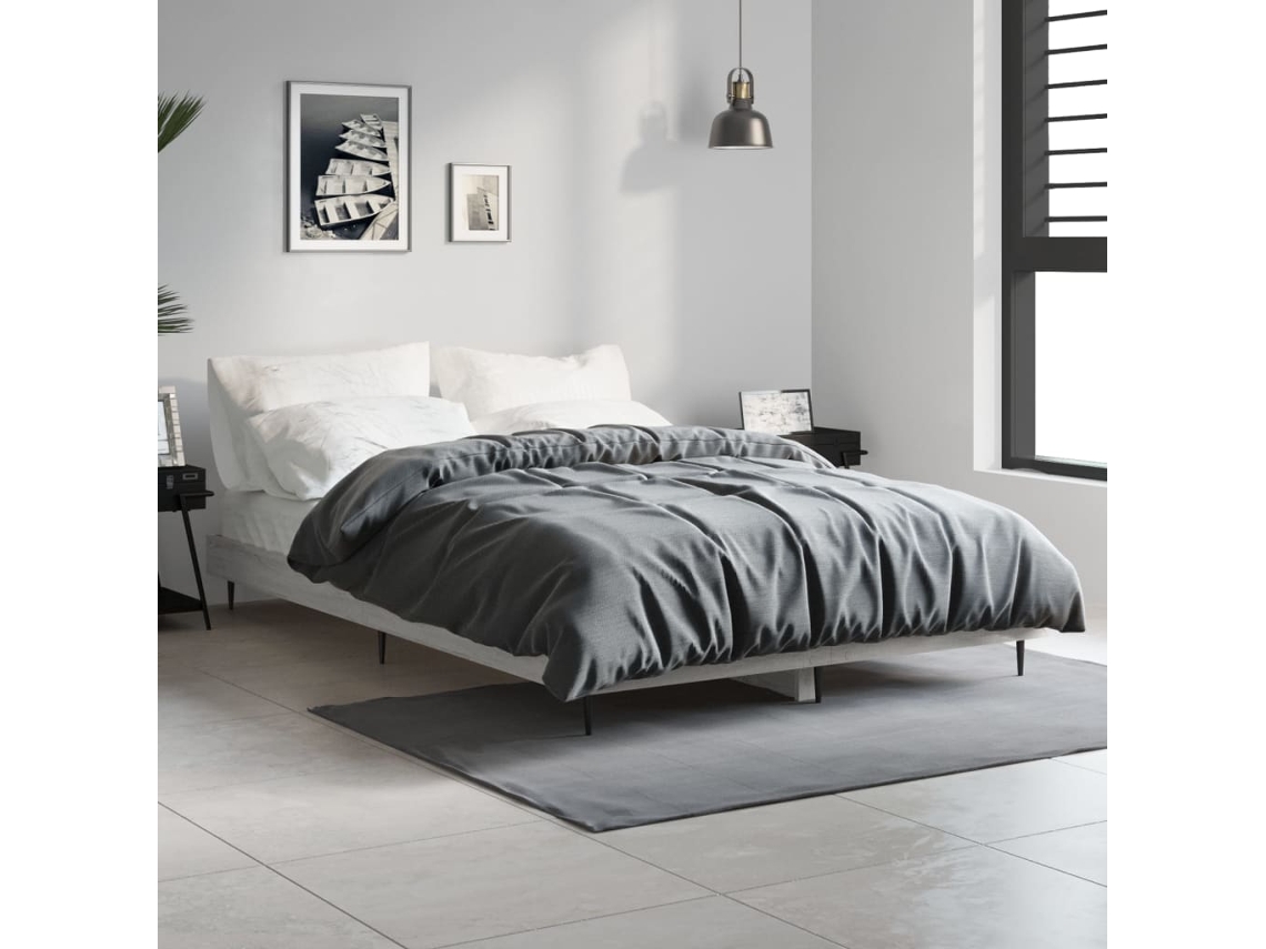 Vidaxl Estrutura Cama 120x190 Cm Derivados De Madeira Cinzento Sonoma