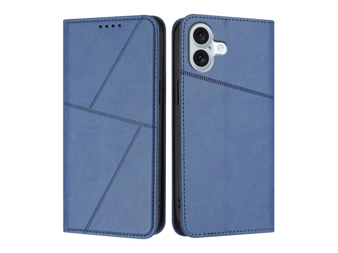 Capa De Couro Fosco Para Iphone 16 Plus - Flip Magnético