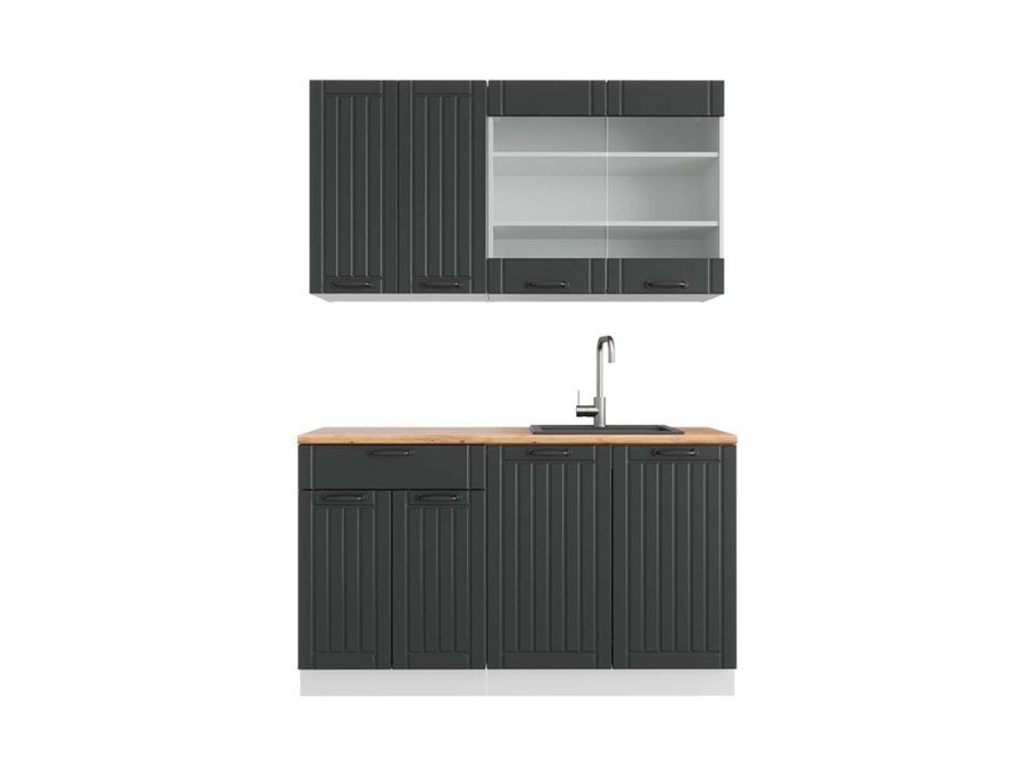 Cozinha Fame-Line, 140 cm, PT Carvalho, Casa de campo antracite/branco, Vicco