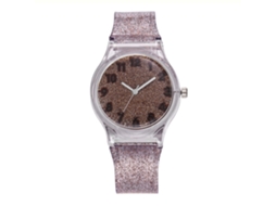 Relógio de Pulso Feminino Clássico de Quartzo com Bracelete de Silicone Casual 8 Cores Café