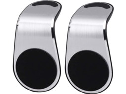 Suporte Magnético Para Celular Veicular Prateado De 2 Peças Com Ângulo Ajustável.