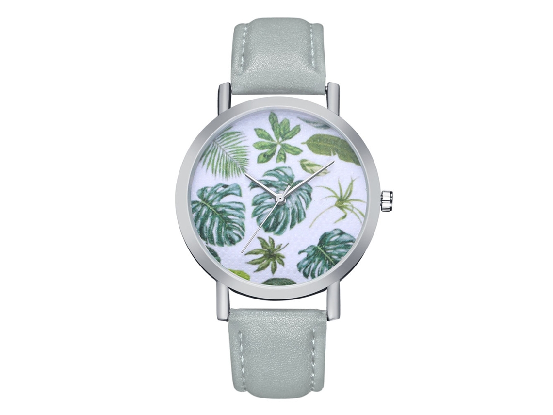 Reloj De Cuarzo Para Hombre Y Mujer Con Correa De Cuero Casual Color Gris